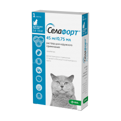 Селафорт 45 мг для кошек от 2,6 до 7,5 кг (КРКА), пип. 0,75 мл