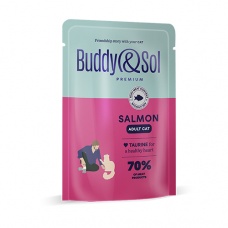 Buddy Sol пауч для врослых кошек, кусочки в соусе с лососем