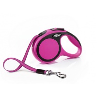 FLEXI New Comfort S Tape 5 m Поводок-рулетка, лента, черный/розовый, до 15 кг