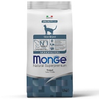 Monge Cat Monoprotein Sterilised Trout корм для стерилизованных кошек с форелью 1,5 кг + В ПОДАРОК беззерновой корм из тунца для стерил. кошек 1,5 кг