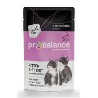 Probalance корм консервы для котят, телятина в желе, пауч, 85г