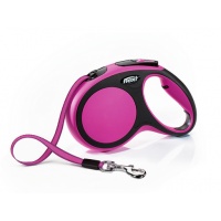 FLEXI New Comfort M Tape 5 m Поводок-рулетка, лента, черный/розовый, до 25 кг