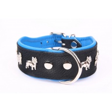 ZOOLESZCZ Ошейник для собак "Super French Bulldog", черно-голубой