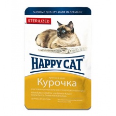 ХэппиКэт паучи для стерилизованных кошек в желе, курочка кусочки, 0,1 кг 1004213