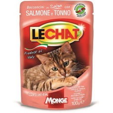 Lechat кусочки в соусе с лососем и тунцом для кошек, 100 г