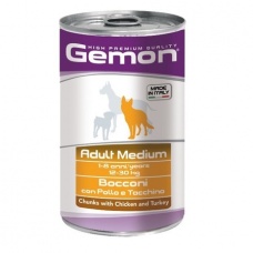 Gemon Dog Medium консервы для собак средних пород кусочки курицы с индейкой 1250г