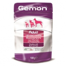 Gemon Dog Pouch паучи для собак кусочки говядины с ветчиной 100г