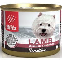 Blitz Sensitiveконсервы для собак паштет Ягненок с индейкой, 200 г