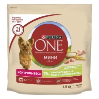 Purina One Mini сухой корм для собак здоровый вес индейка рис