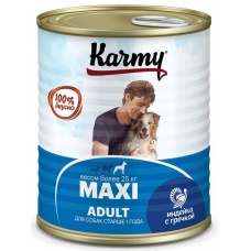 KARMY MAXI Adult влажный корм для собак крупных пород с индейкой и гречкой, 850 г