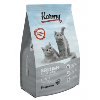 Karmy Kitten сухой корм для котят, беременных и кормящих кошек породы британская короткошерстная с индейкой